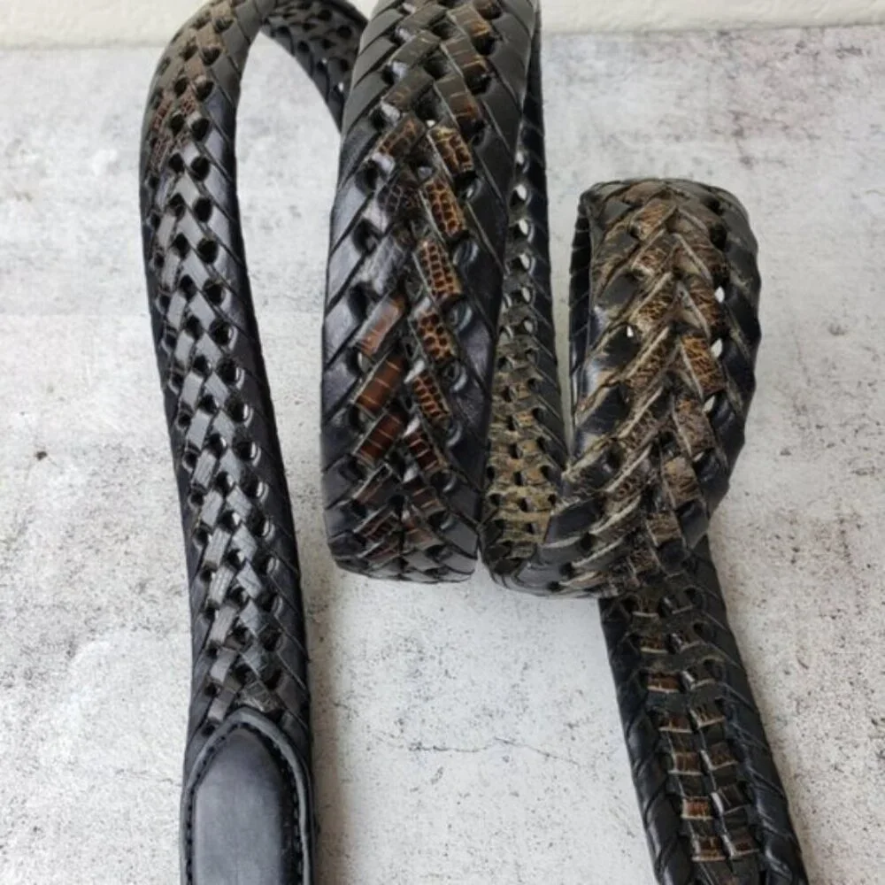 Vintage Brighton Braided Leather Belt Rustic size 42 Unisex